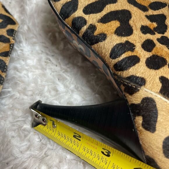 Gianni Bini Leather Calf Hair Leopard Print Pull On Stiletto Ankle Boots SZ8M - Picture 8 of 11